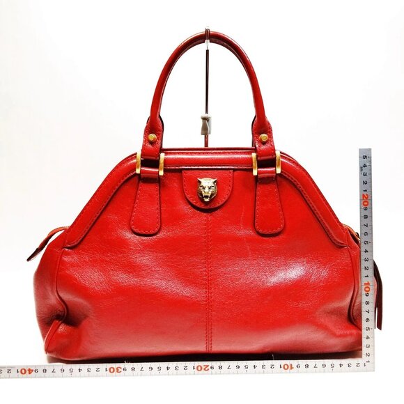 Authentic Gucci Red Leather Hand Bag mon869-110925 - Picture 2 of 16